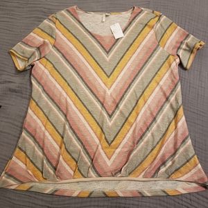 NWT Cato Chevron Striped Short Sleeve Sweater - XL